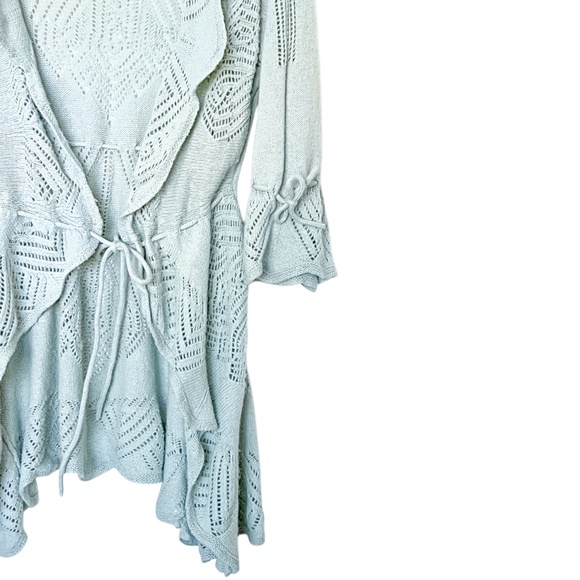 ANTHROPOLOGIE Sparrow Wrap Cardigan Sage Green Open Weave Size Large - Picture 5 of 14